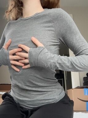 SOLD COS Slim Lightweight Long-Sleeved Top – S – Dark Gray